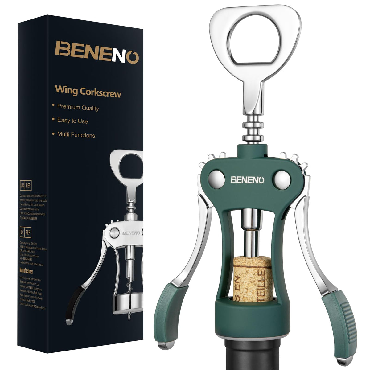 Beneno abridor de vino con aleación de zinc para uso diario.