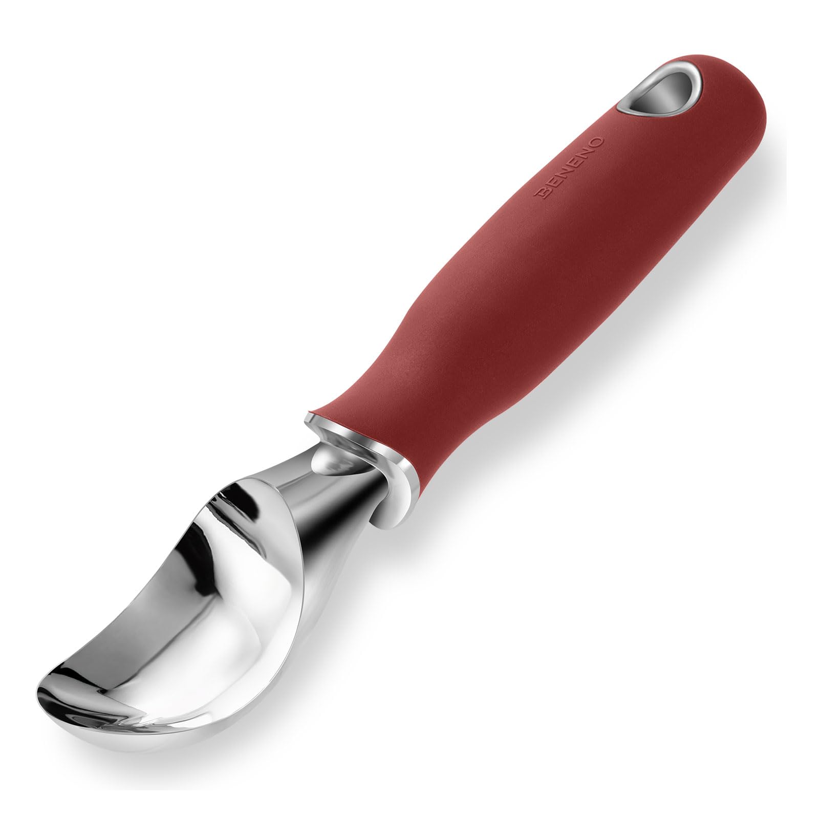 Beneno cuchara helado acabado rojo brillante con estilo.