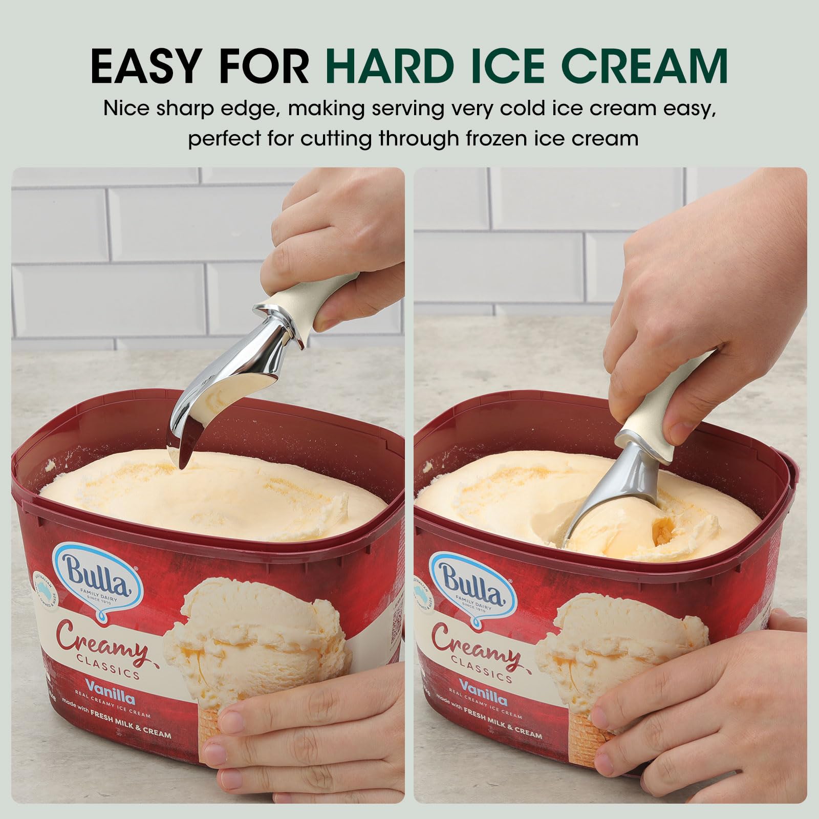 Beneno cuchara helado borde pulido para cortes suaves y precisos
