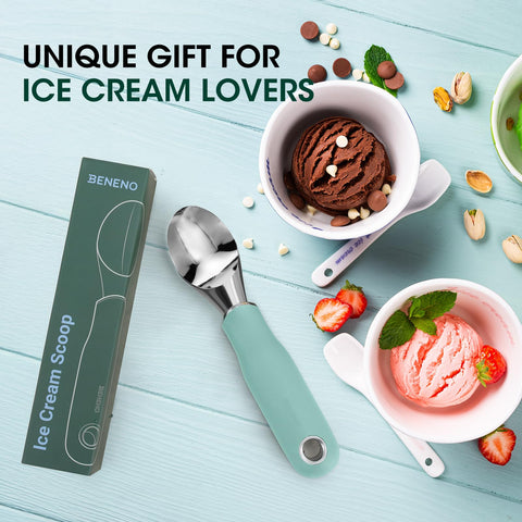 Beneno Cuchara helado color menta, diseño atractivo para la cocina.
