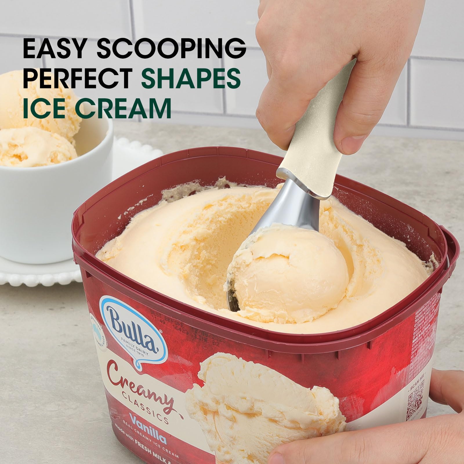 Beneno cuchara helado esferas perfectas al servir en conos o copas
