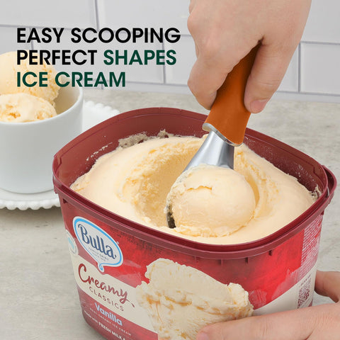 Cuchara de helado Beneno forma de esferas para porciones uniformes.