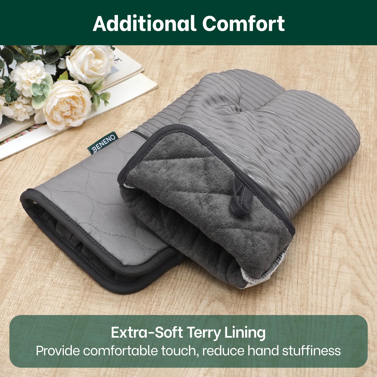Beneno-forro-terry-absorbente: interior suave que mantiene las manos frescas.