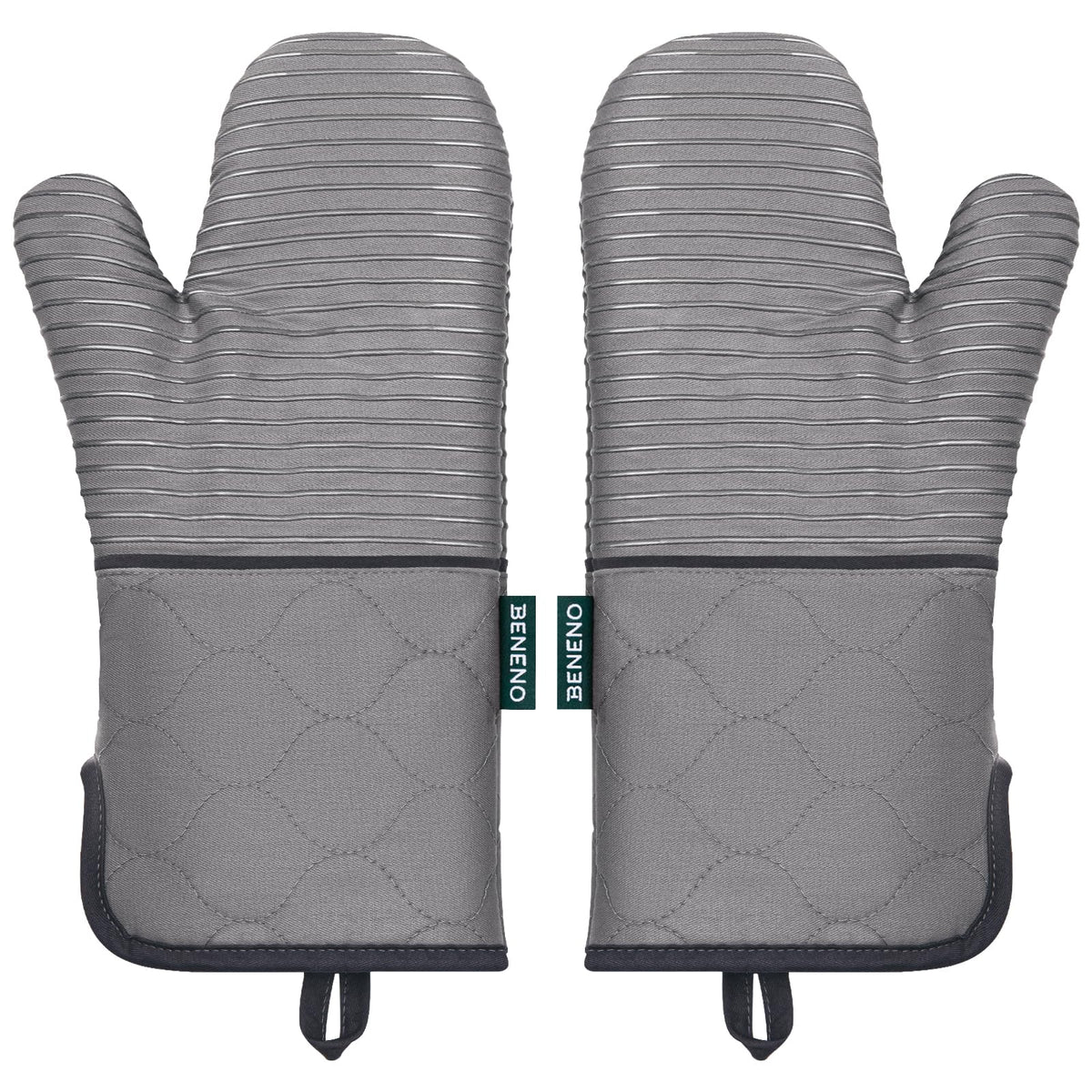 Beneno guantes-horno-doble-paquete: seguridad y versatilidad para bandejas calientes.