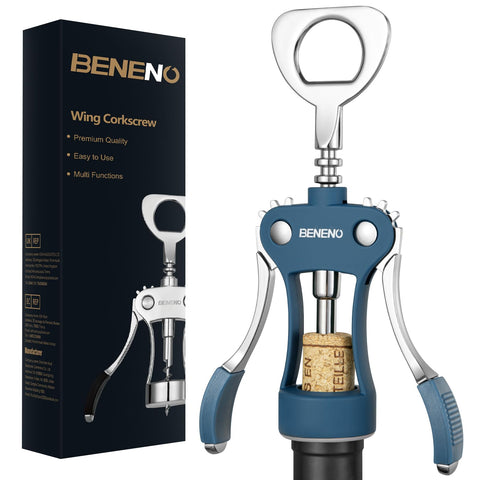 Beneno sacacorchos ala zinc azul, apertura suave y estable del vino