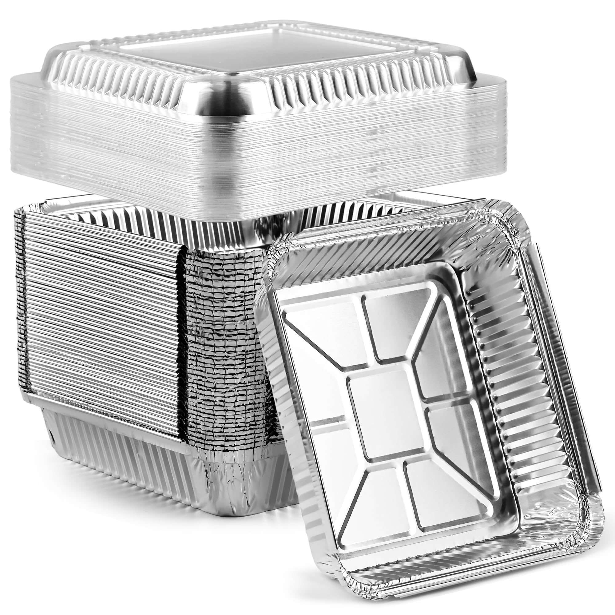 Bandejas Benestanti de aluminio 8x8 con tapa domo para presentación y reparto.