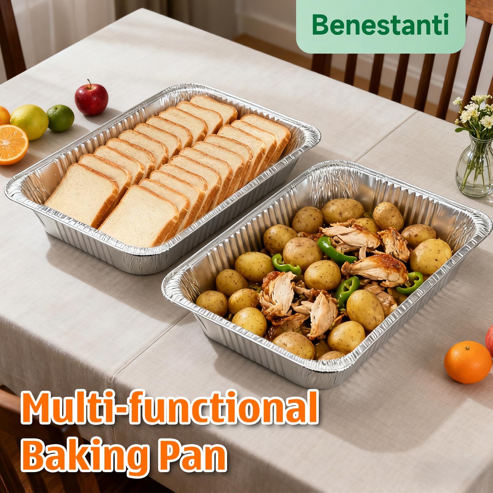Benestanti pan-aluminio-9x13-para-asar: ideal para asados y transporte sin derrames.