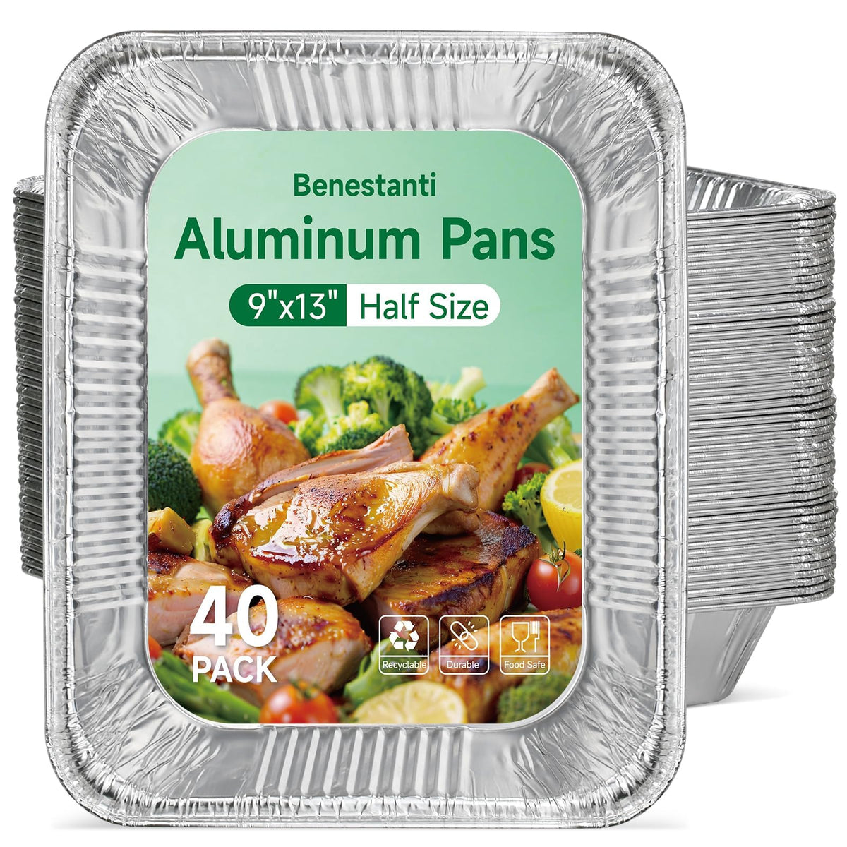 Benestanti pan-aluminio-9x13-para-hornear: perfecto para hornear porciones grandes sin ensuciar.