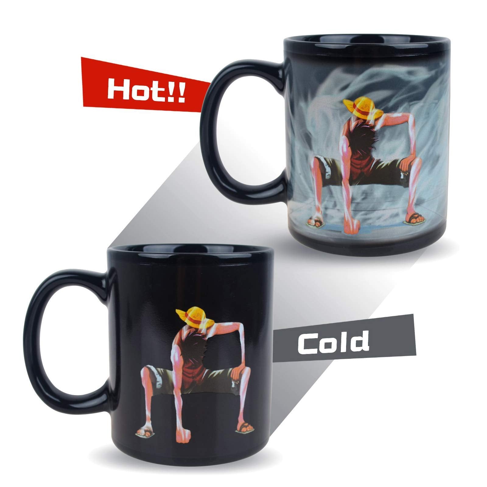 BeneU Luffy taza cerámica revela arte oculto con calor.