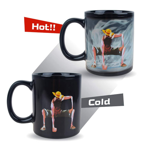 BeneU Luffy taza cerámica revela arte oculto con calor.