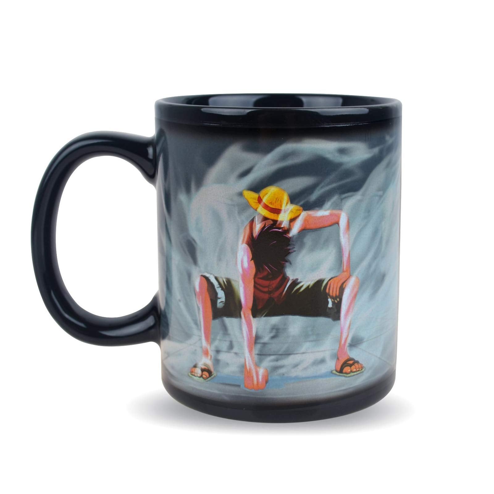 Taza BeneU Luffy revela sorpresa visual al verter caliente.