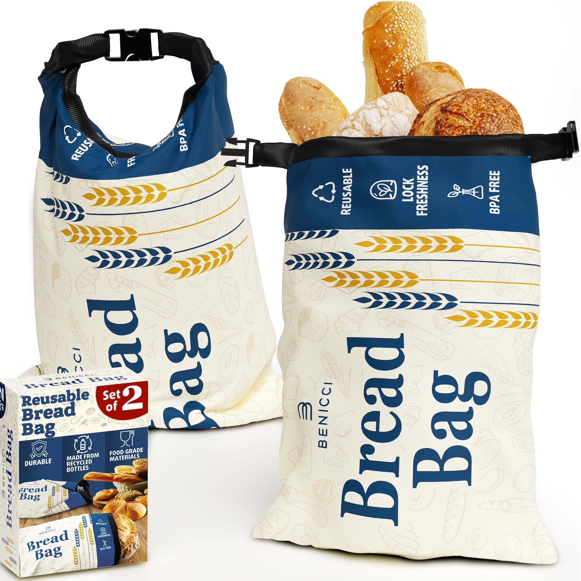 Benicci bolsas pan con doble cierre para mayor frescura del pan.
