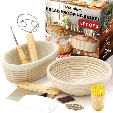 Benicci cesta Banneton de 9 pulgadas para levar pan con textura uniforme