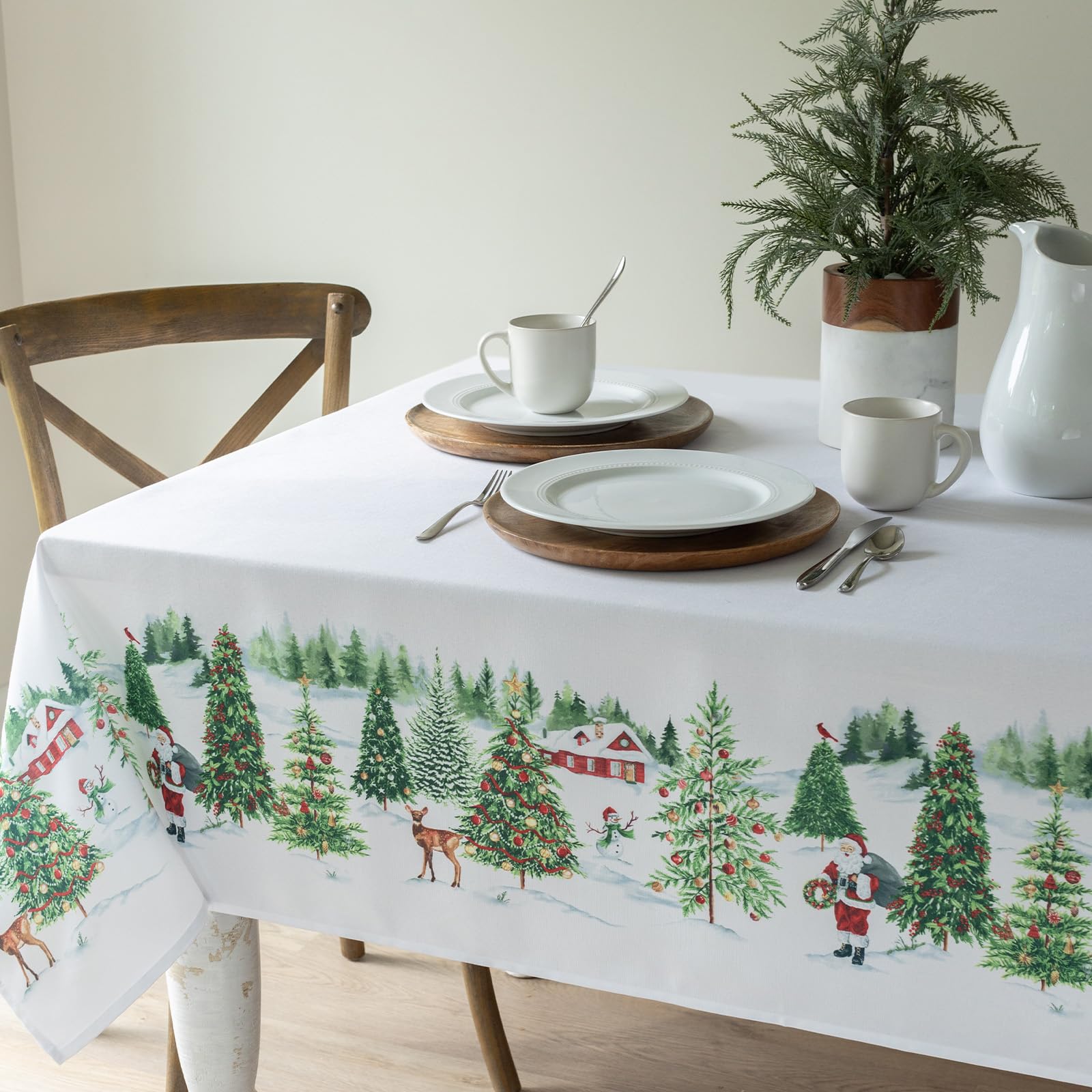 Mantel Benson Mills con muñecos de nieve en acuarela para mesa
