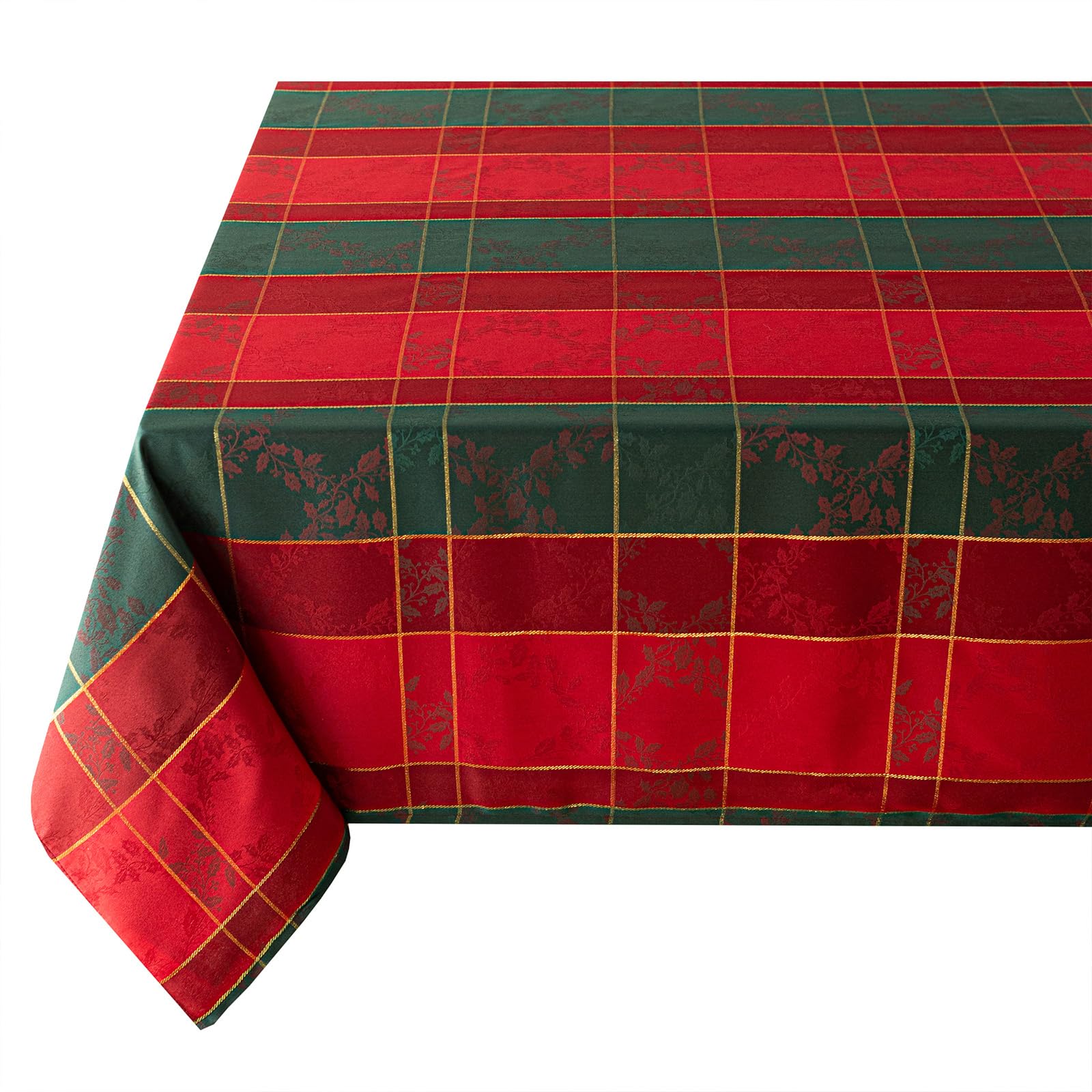 Plaid navideño con brillo dorado de Benson Mills para la mesa.
