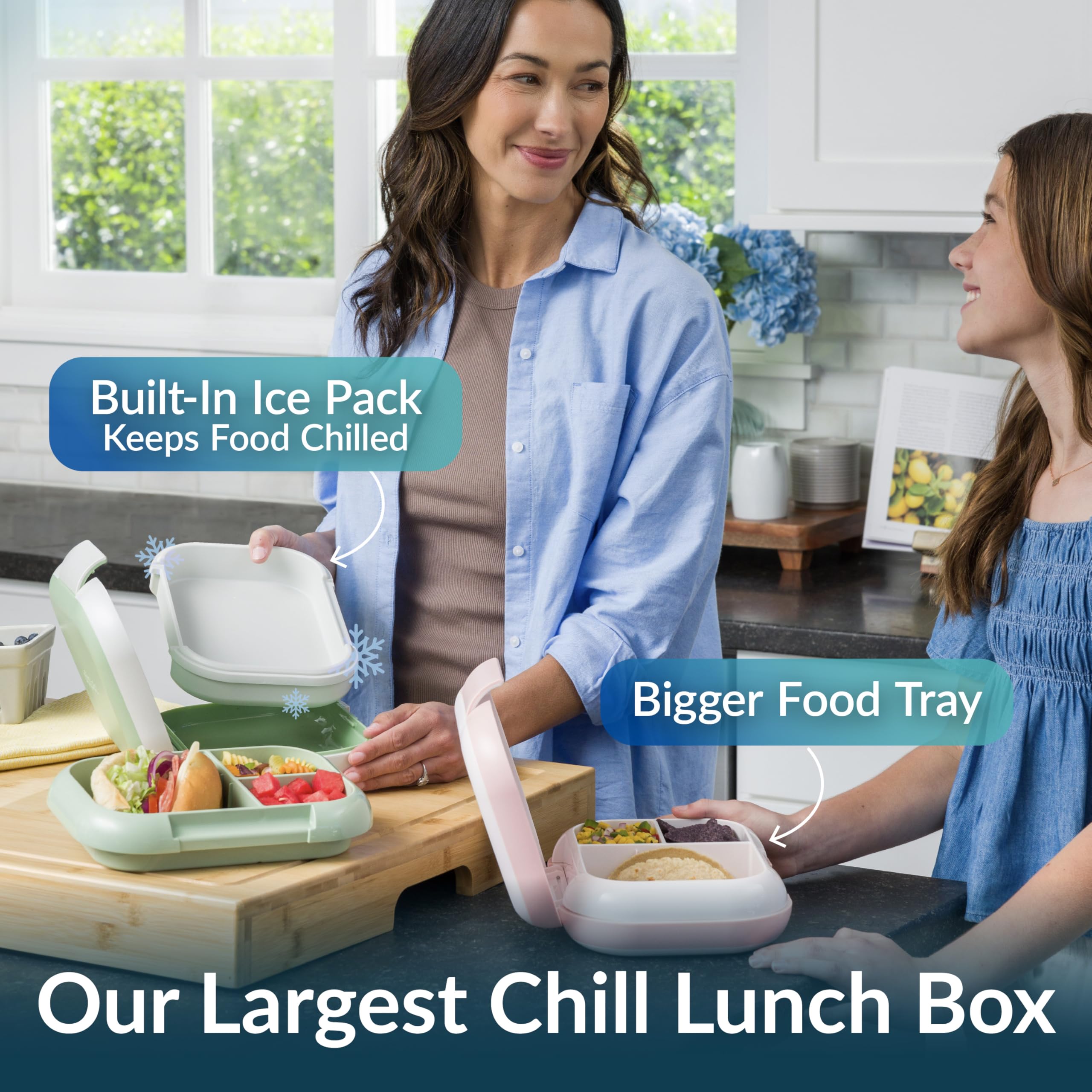 Bentgo Chill Max, hielo incluido bajo la rejilla, mantiene las comidas frescas por horas.