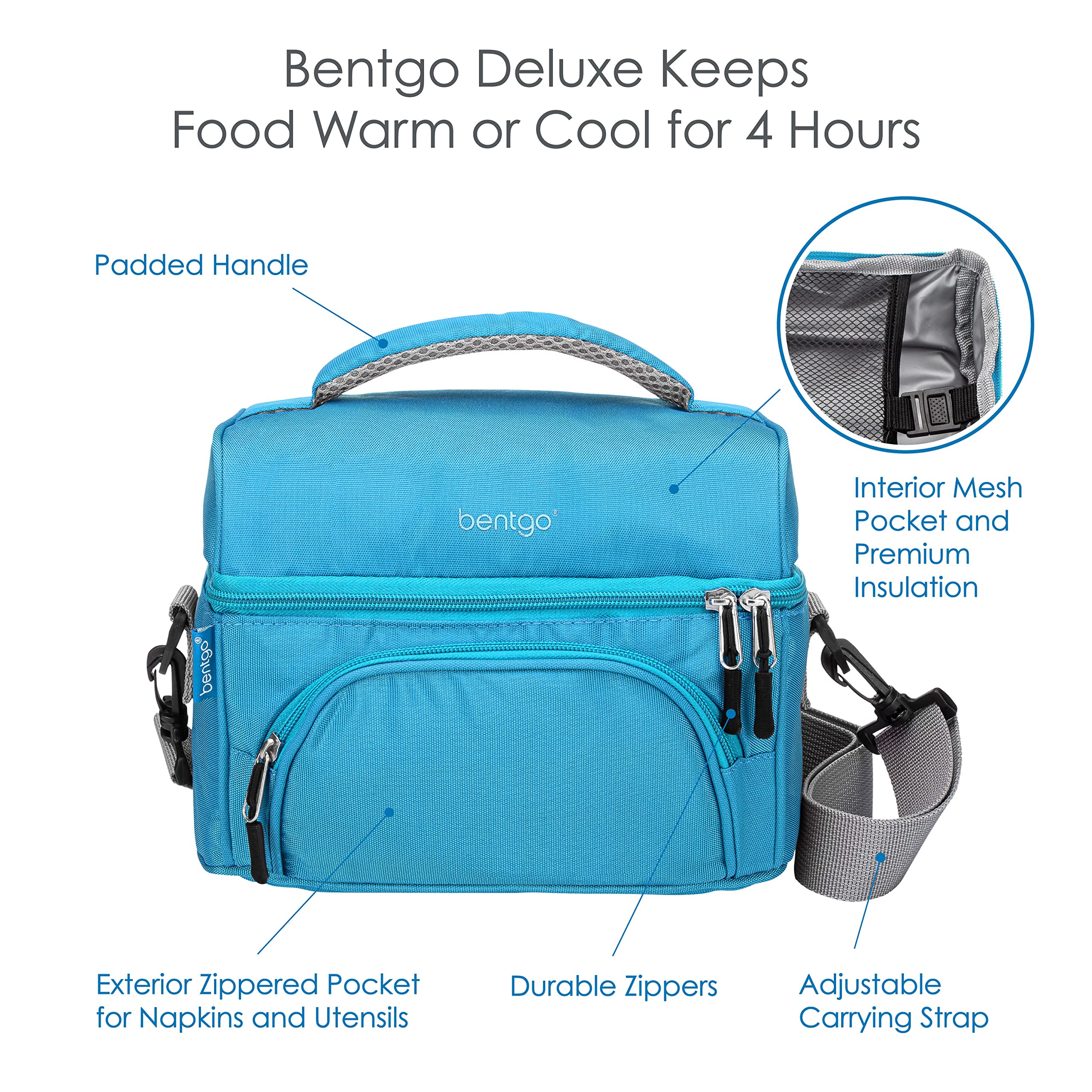Bentgo Deluxe Lunch Bag: bolsillo exterior práctico para cubiertos y servilletas