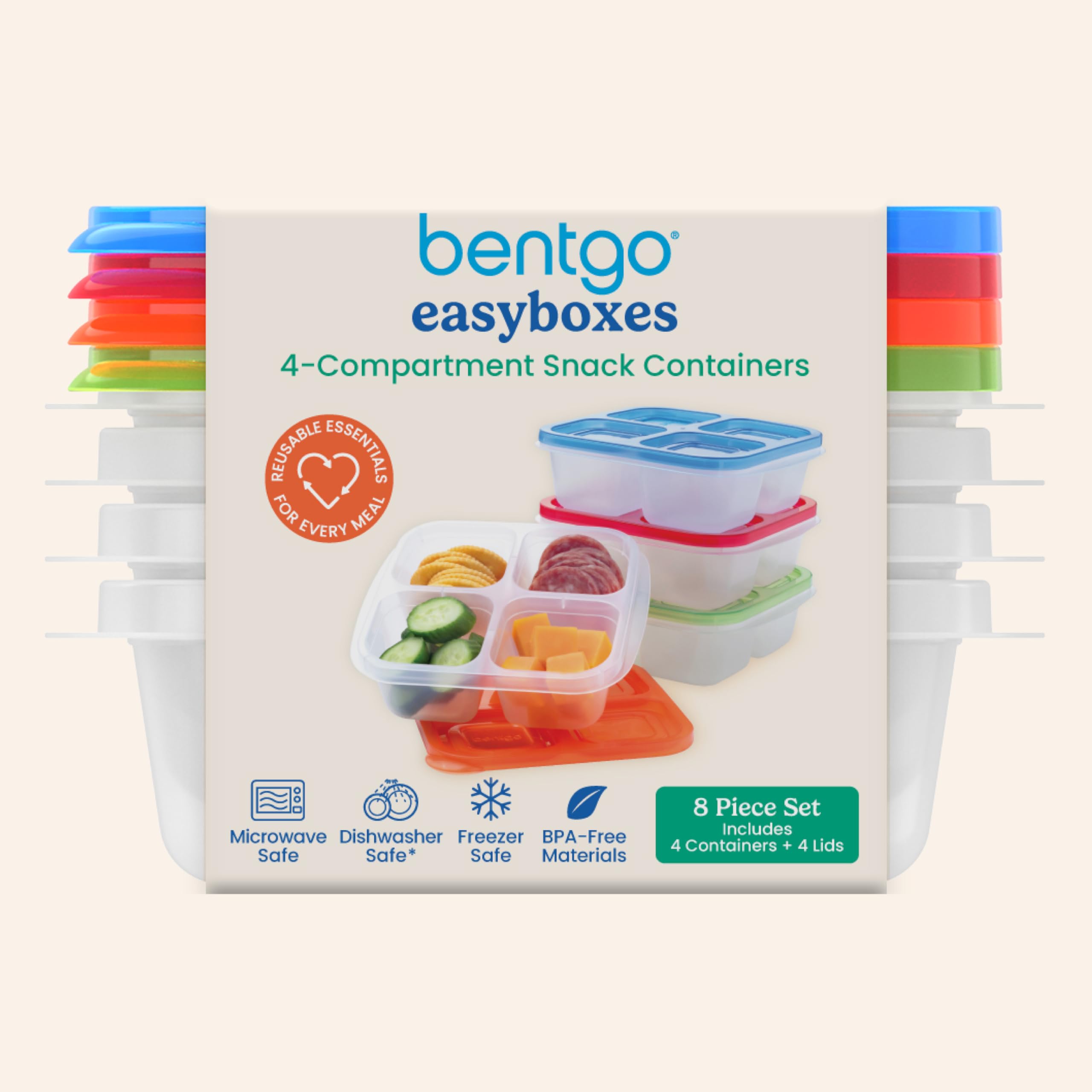 Bentgo Easyboxes para comidas preparadas, con compartimentos que ayudan a la organización.