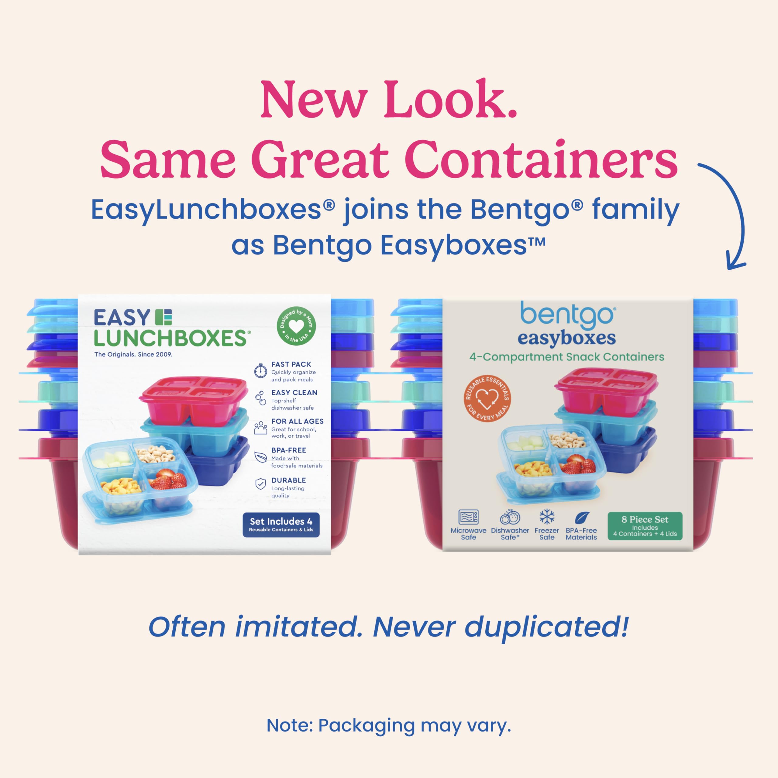 Bentgo EasyBoxes libre de BPA para comer con confianza.