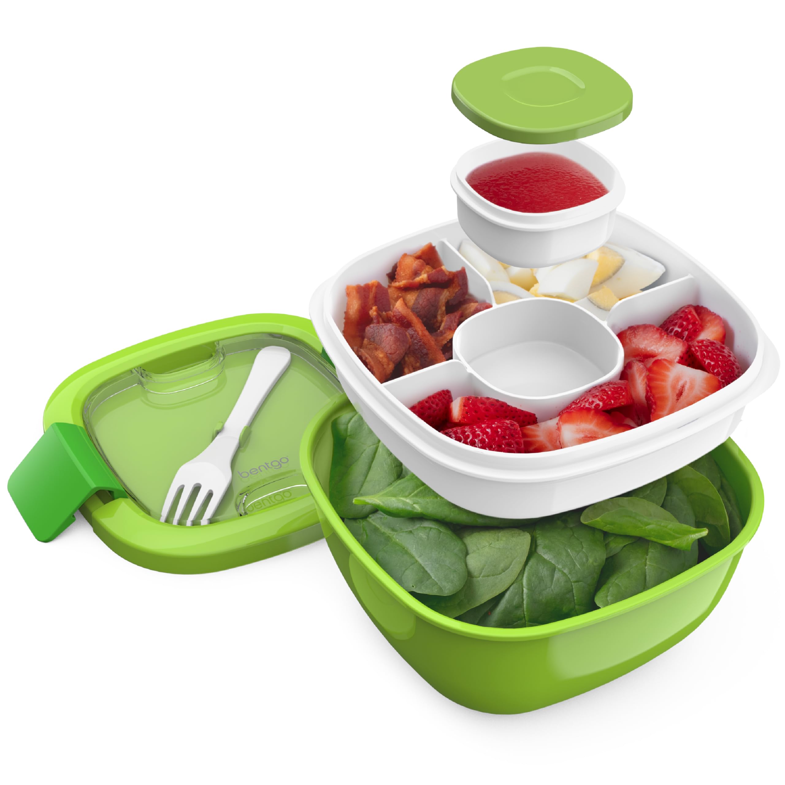 Bentgo ensaladera 54 onzas con tazón amplio y compartimento para toppings, ideal para comidas completas.