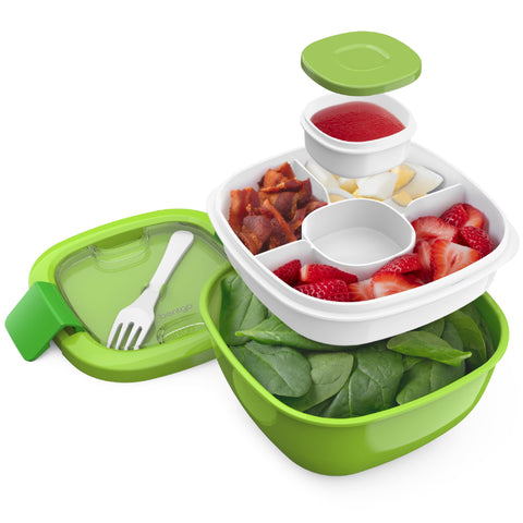 Bentgo ensaladera 54 onzas con tazón amplio y compartimento para toppings, ideal para comidas completas.