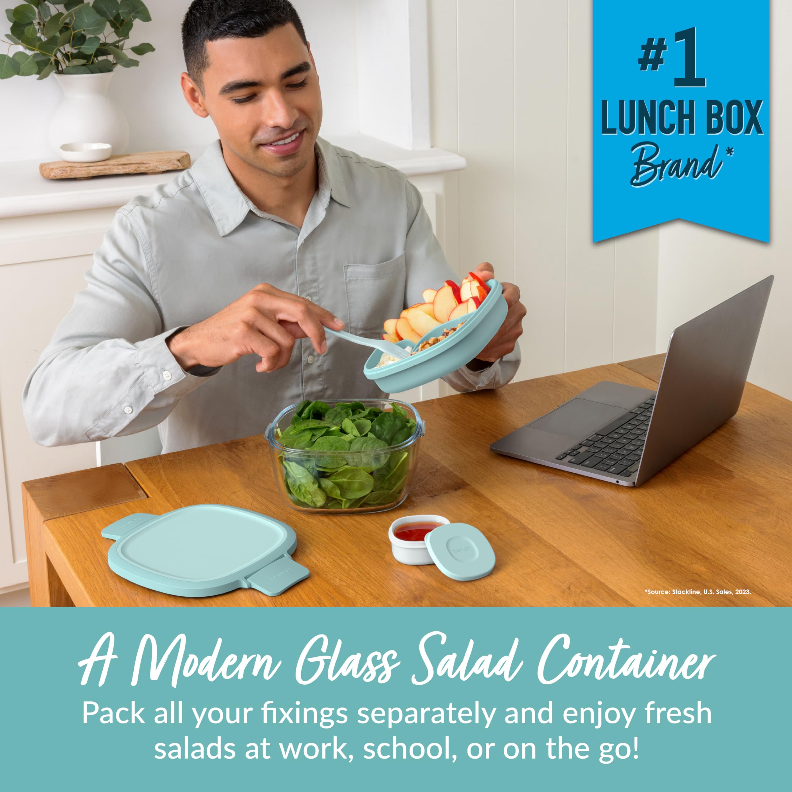 Bentgo Glass: compartimentos tipo Bento para separar ingredientes y evitar mezclas.