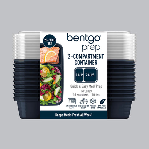Bentgo Prep: 10 bandejas de dos compartimentos con tapas compatibles.