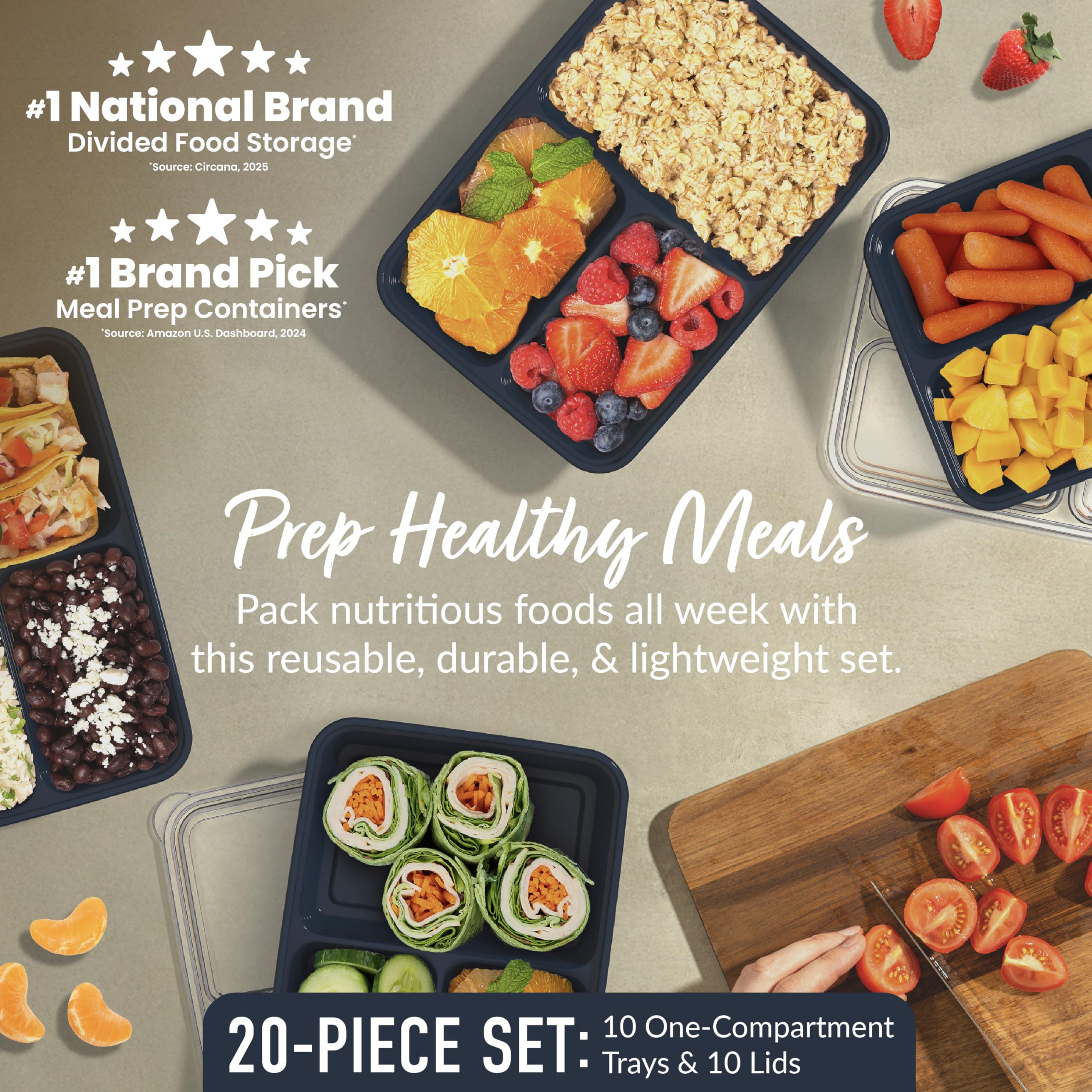 Bentgo Prep: bandejas-tres-compartimentos para comidas balanceadas y prácticas