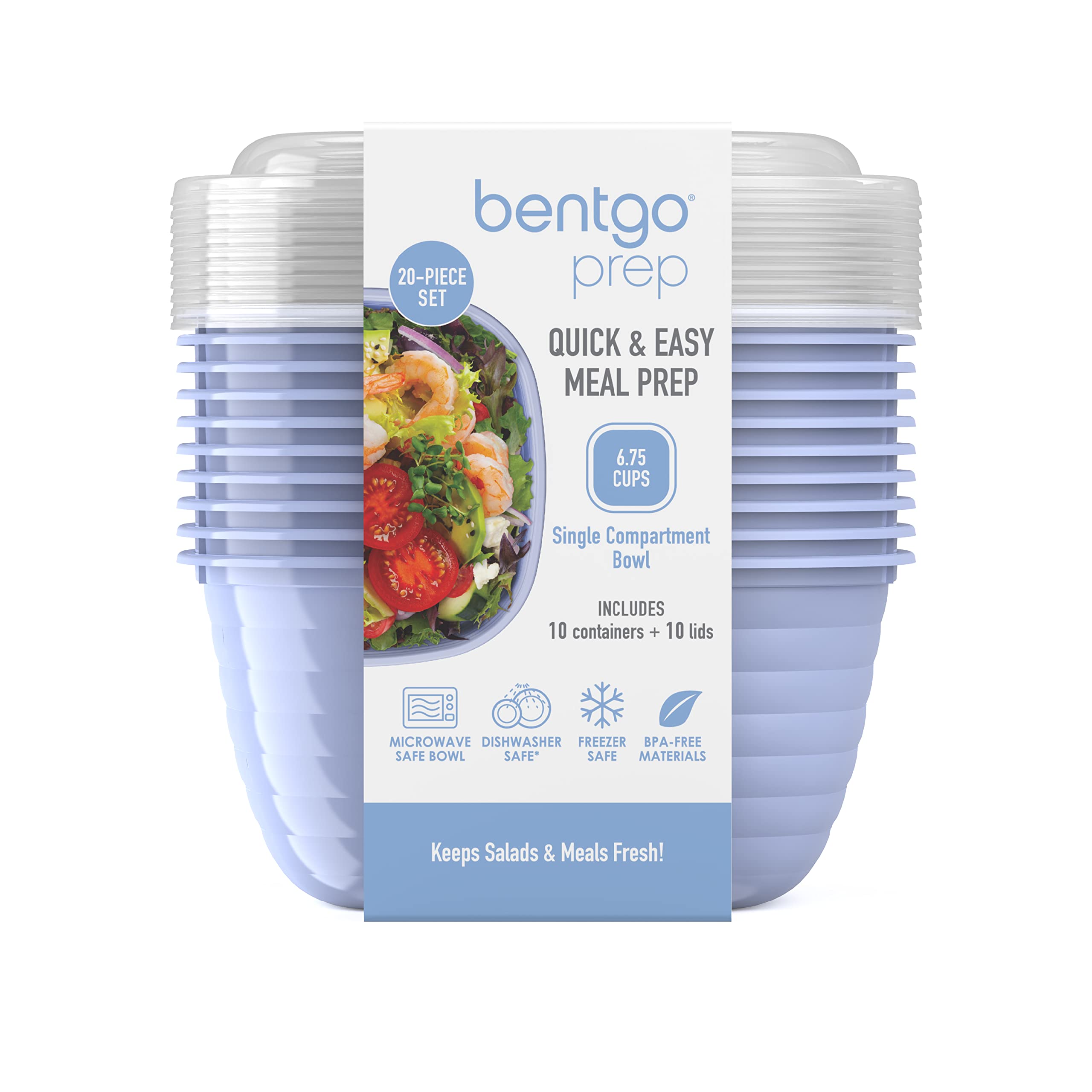 Conjunto Bentgo Prep de 10 tazones y 10 tapas para organización.