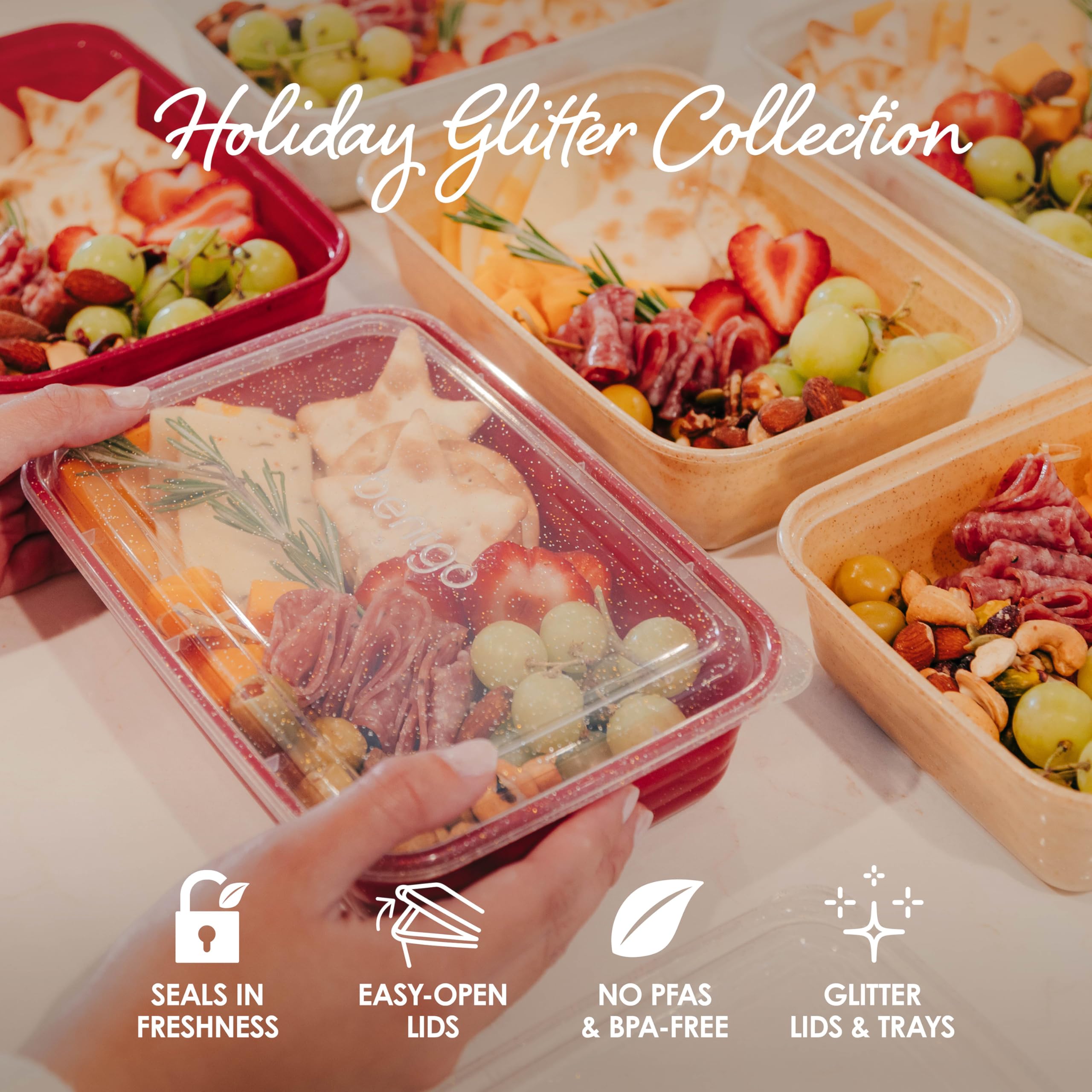Bentgo Prep contenedores de 4 tazas para porciones grandes y comidas festivas