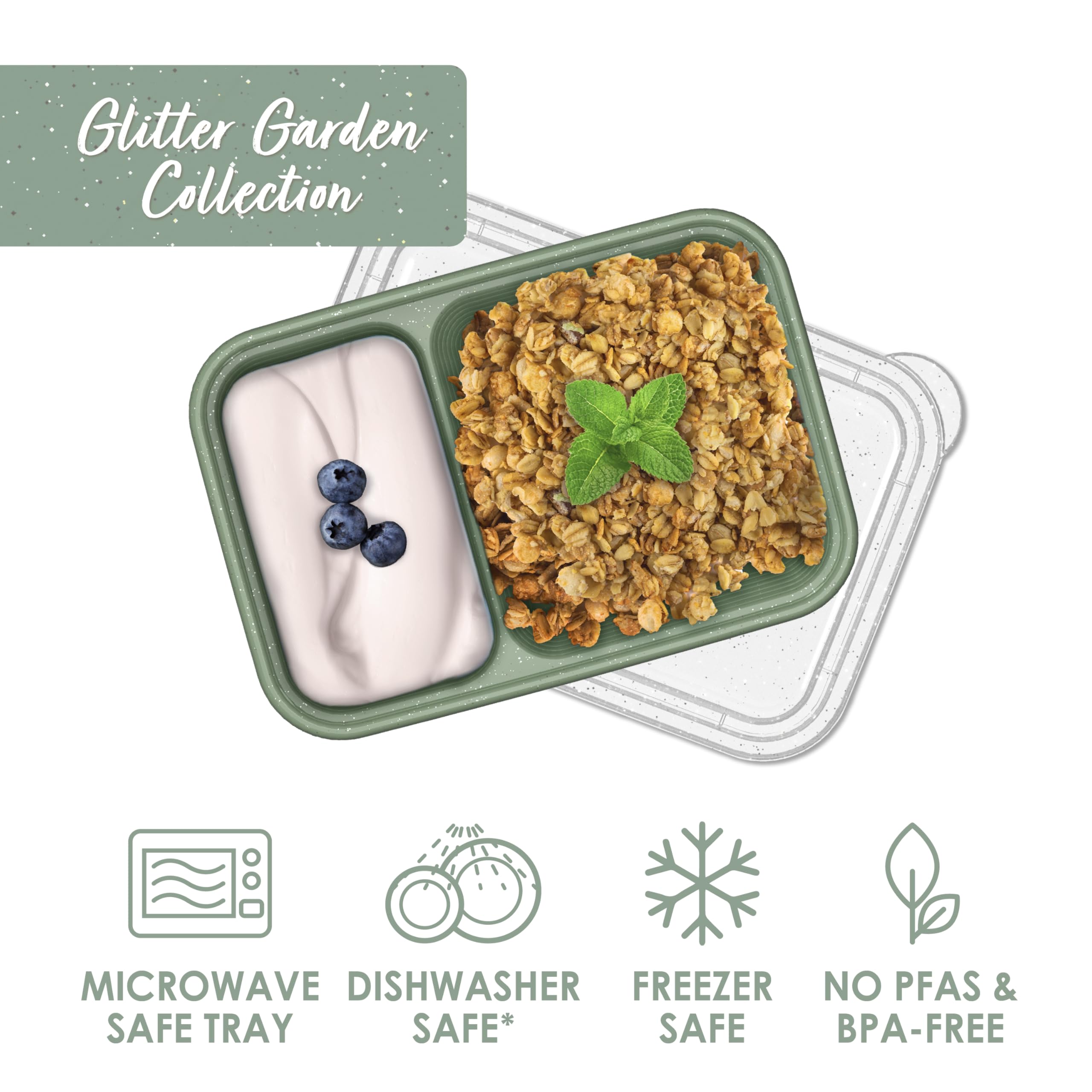 Bentgo Prep Edición Jardín Brillante: diseño glitter para comidas con estilo.