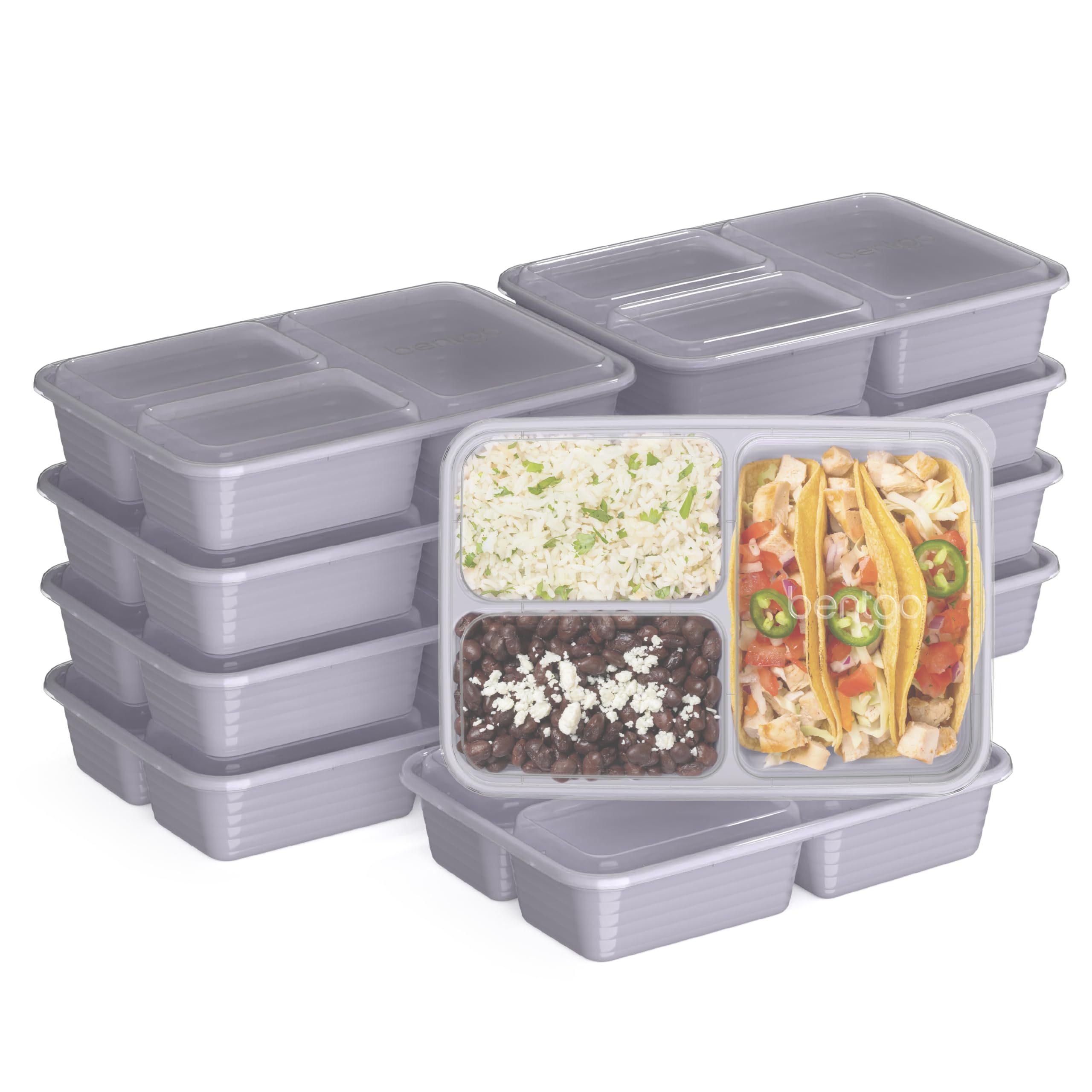 Bentgo Prep: set de 20 contenedores 3 compartimentos, perfecto para llevar comidas balanceadas.