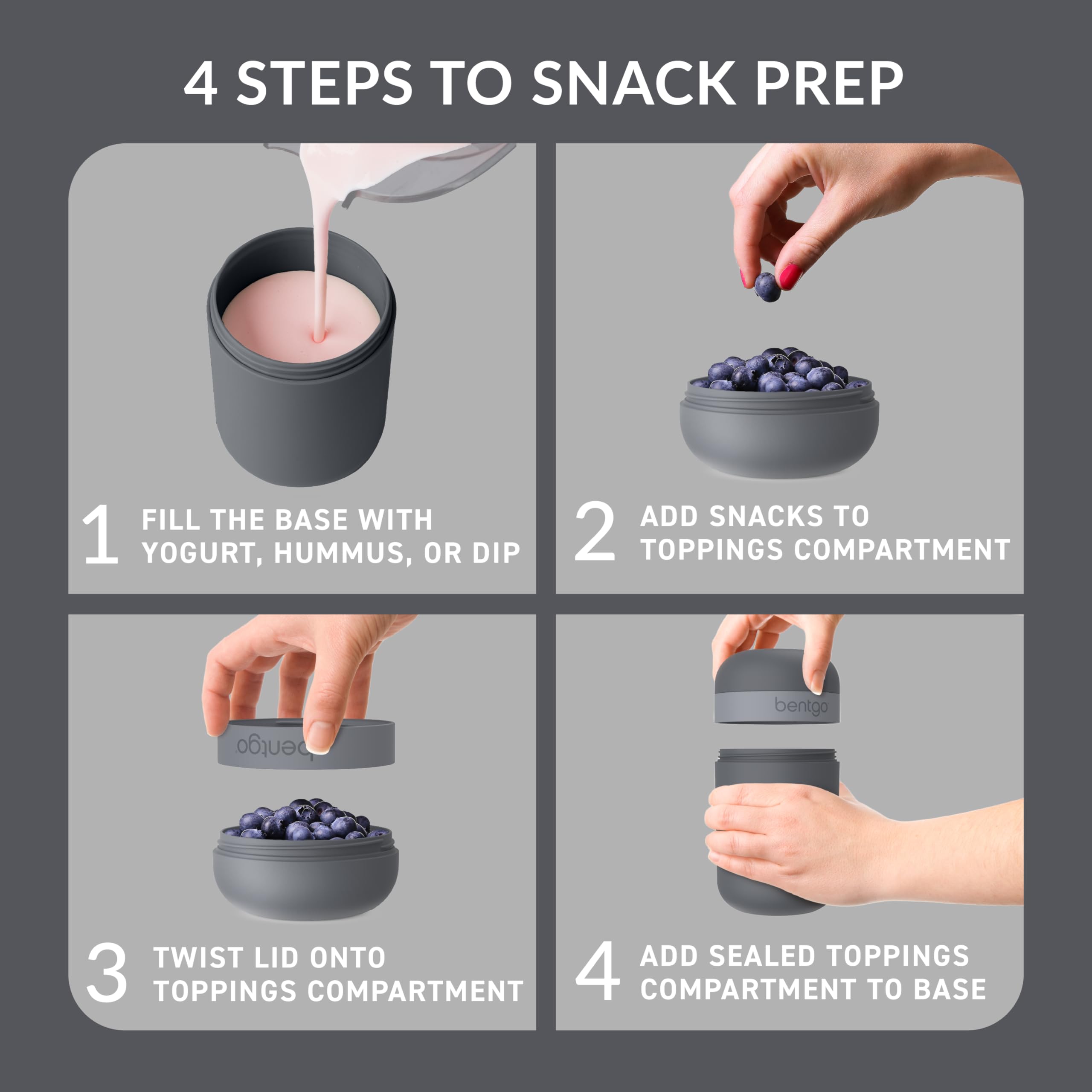 Bentgo Snack Cup, base de 2 tazas para porciones rápidas y combinaciones.