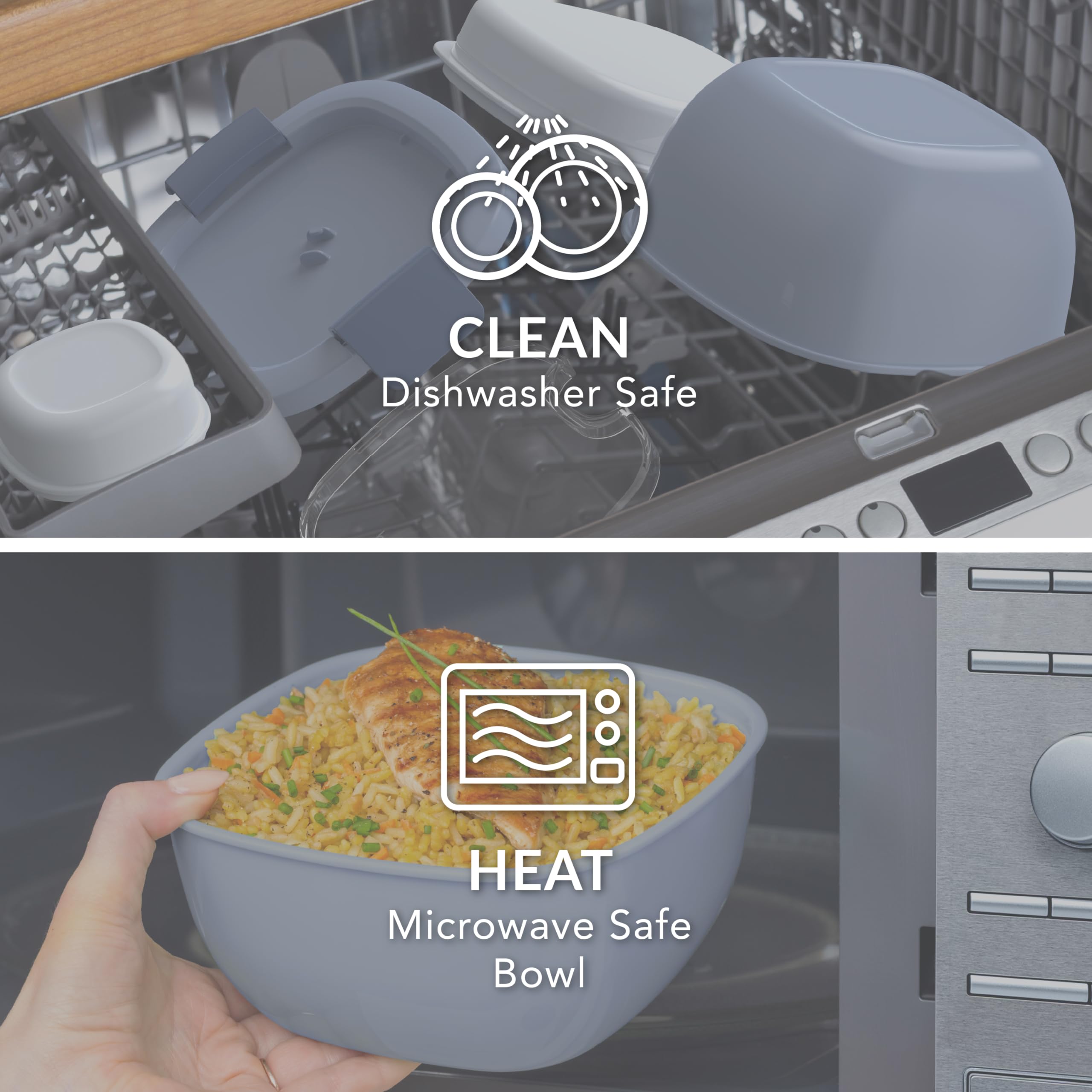 Bentgo tapa hermética con clips para mantener la comida fresca.