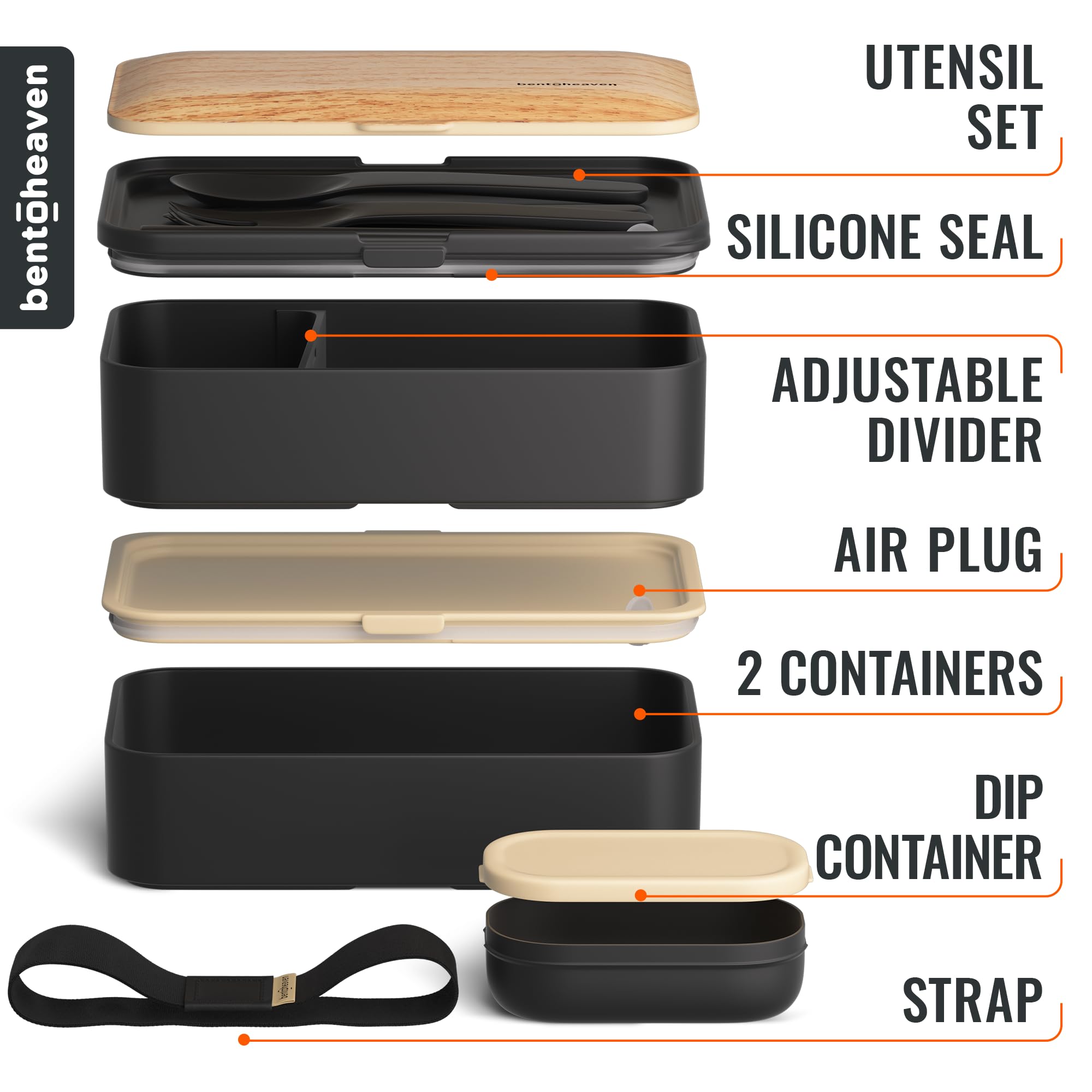 Bentoheaven caja apta para microondas y lavavajillas, fácil de limpiar