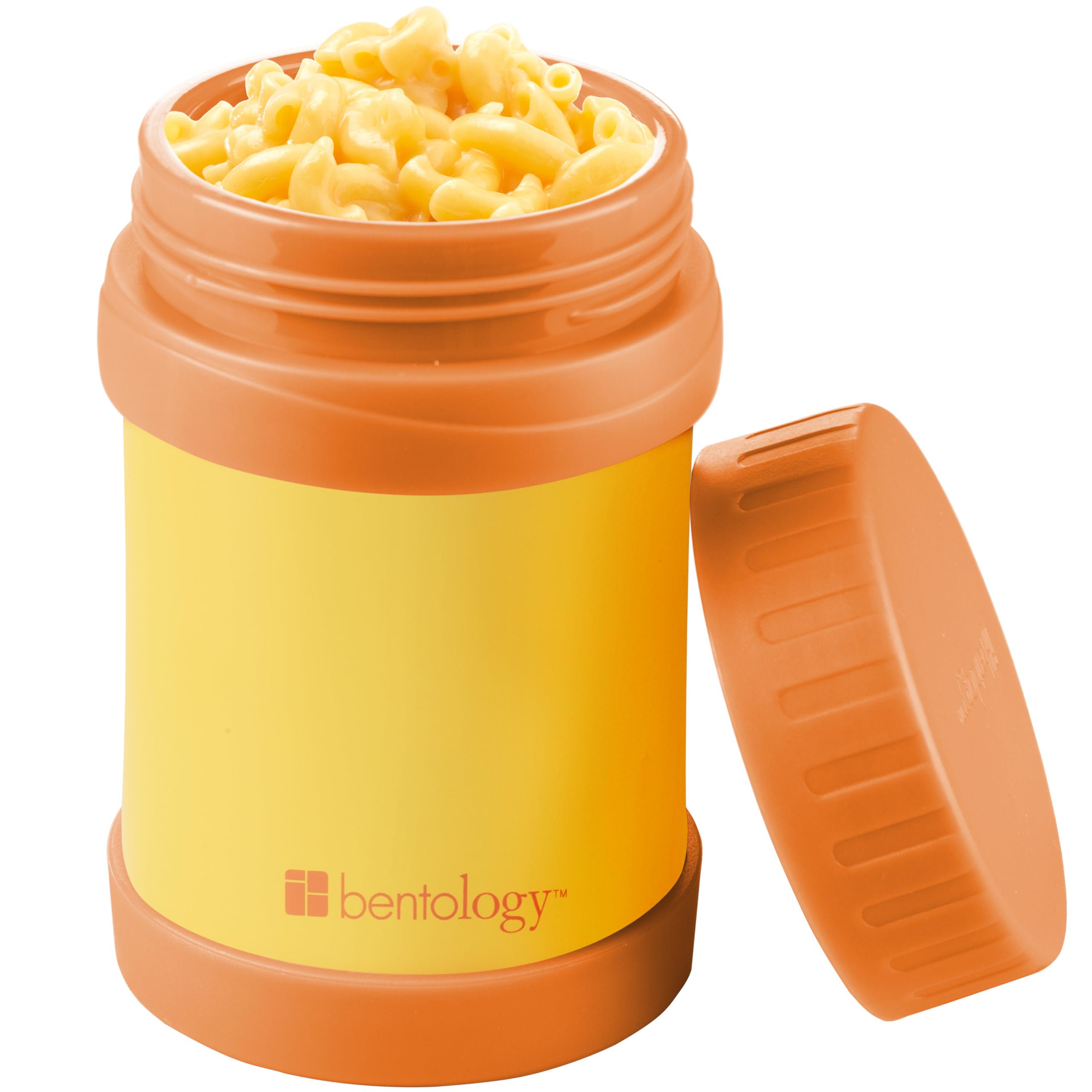 Bentology tarro frontal amarillo mostrando diseño infantil y tamaño práctico