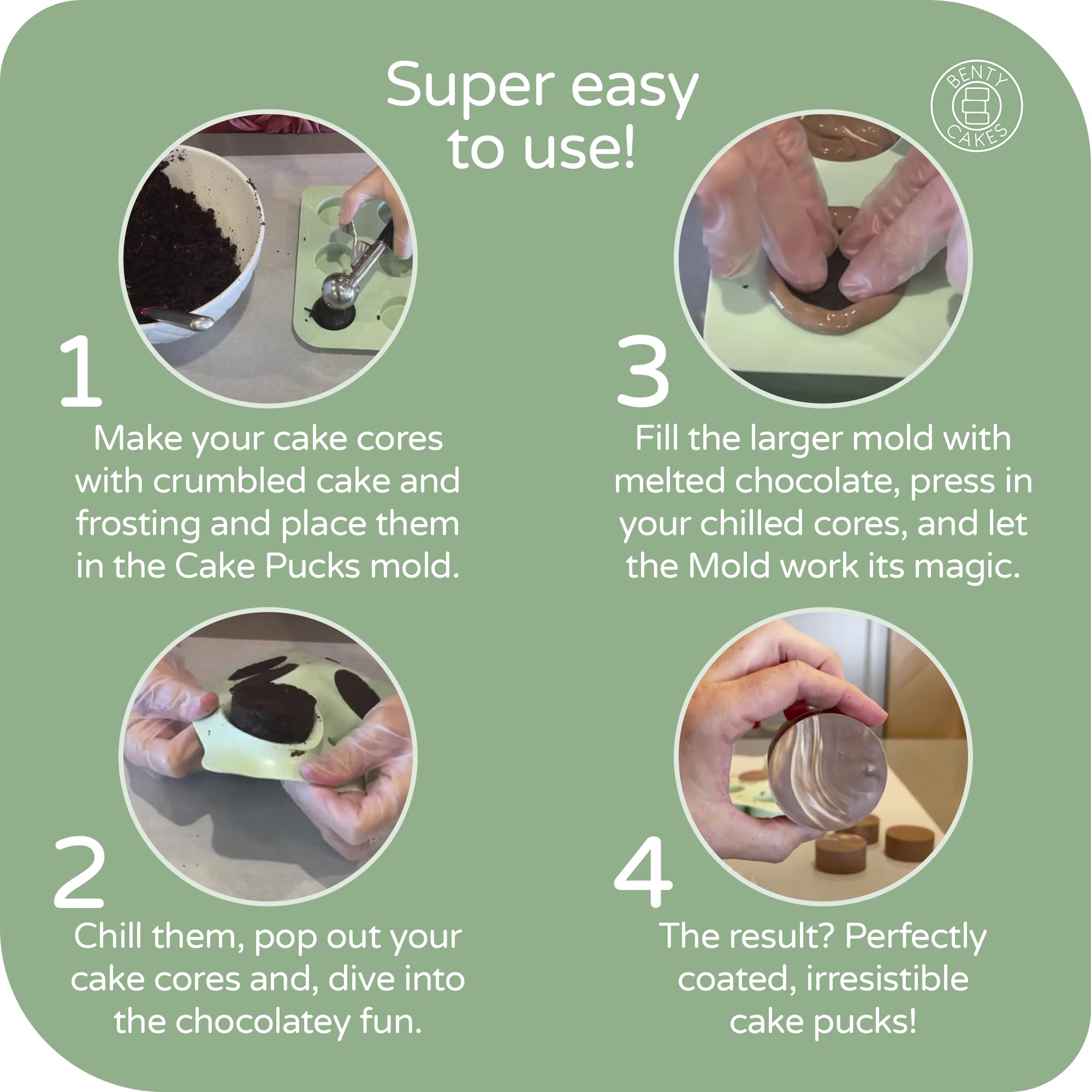 Silicona libre de BPA verde de Benty Cakes para hornear con seguridad.