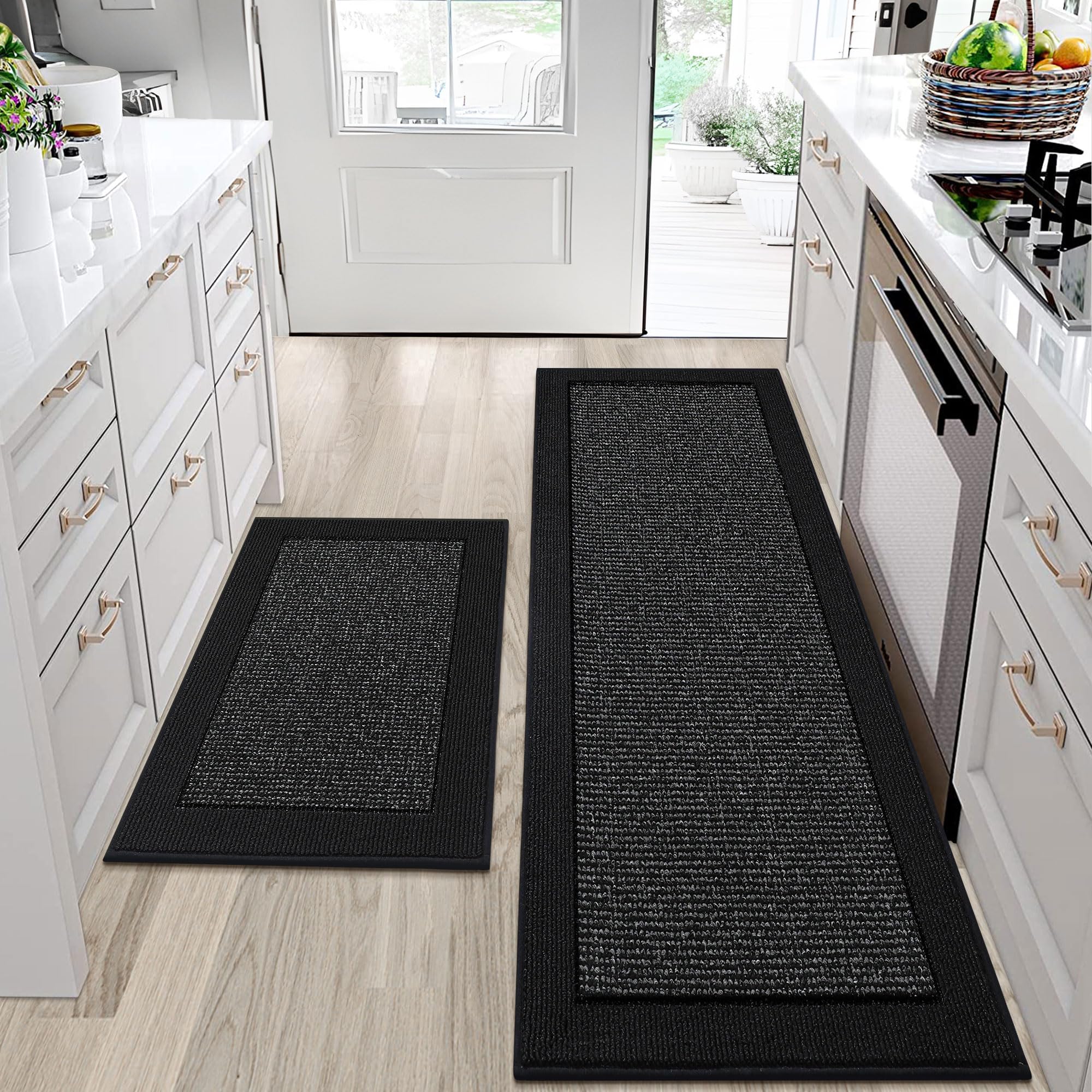 BEQHAUSE alfombra cocina absorbente 24x36 para derrames y limpieza rápida.