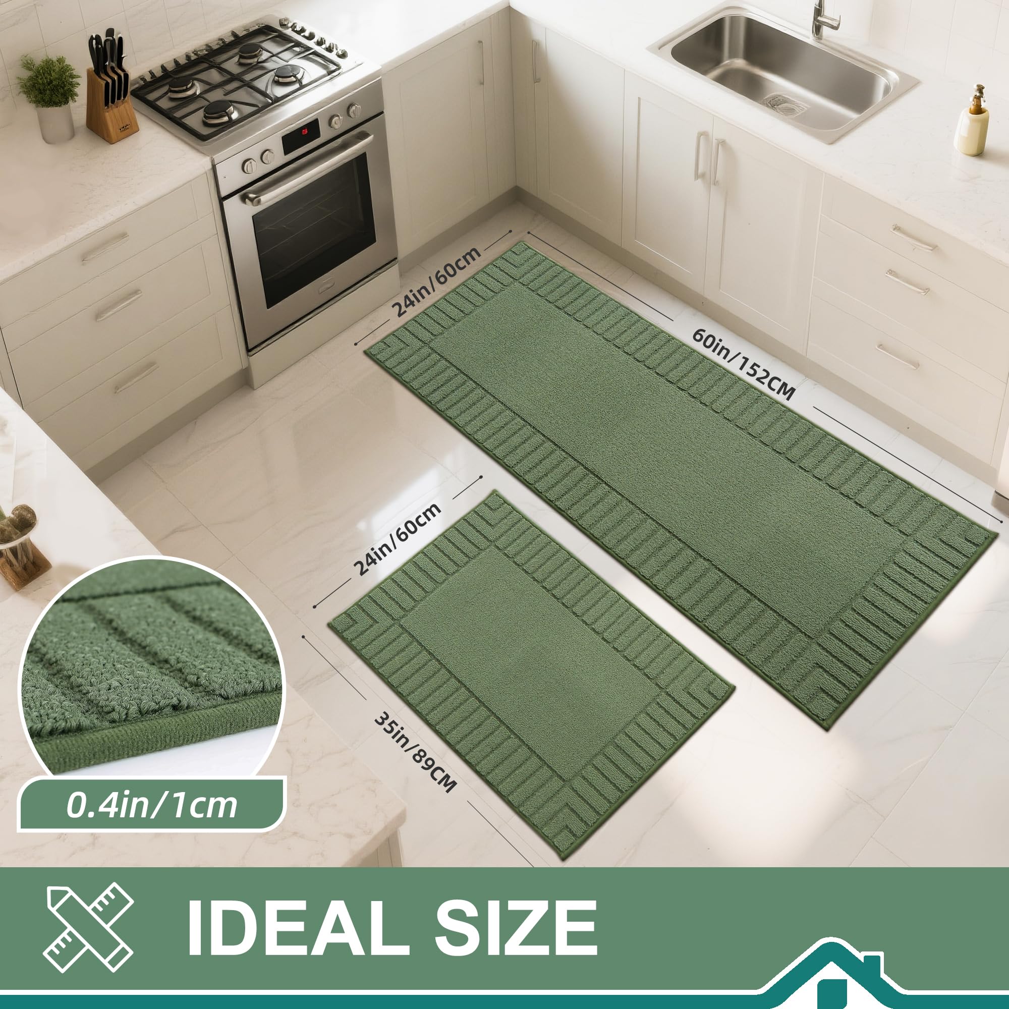 BEQHAUSE alfombra de cocina absorbe agua y resiste manchas