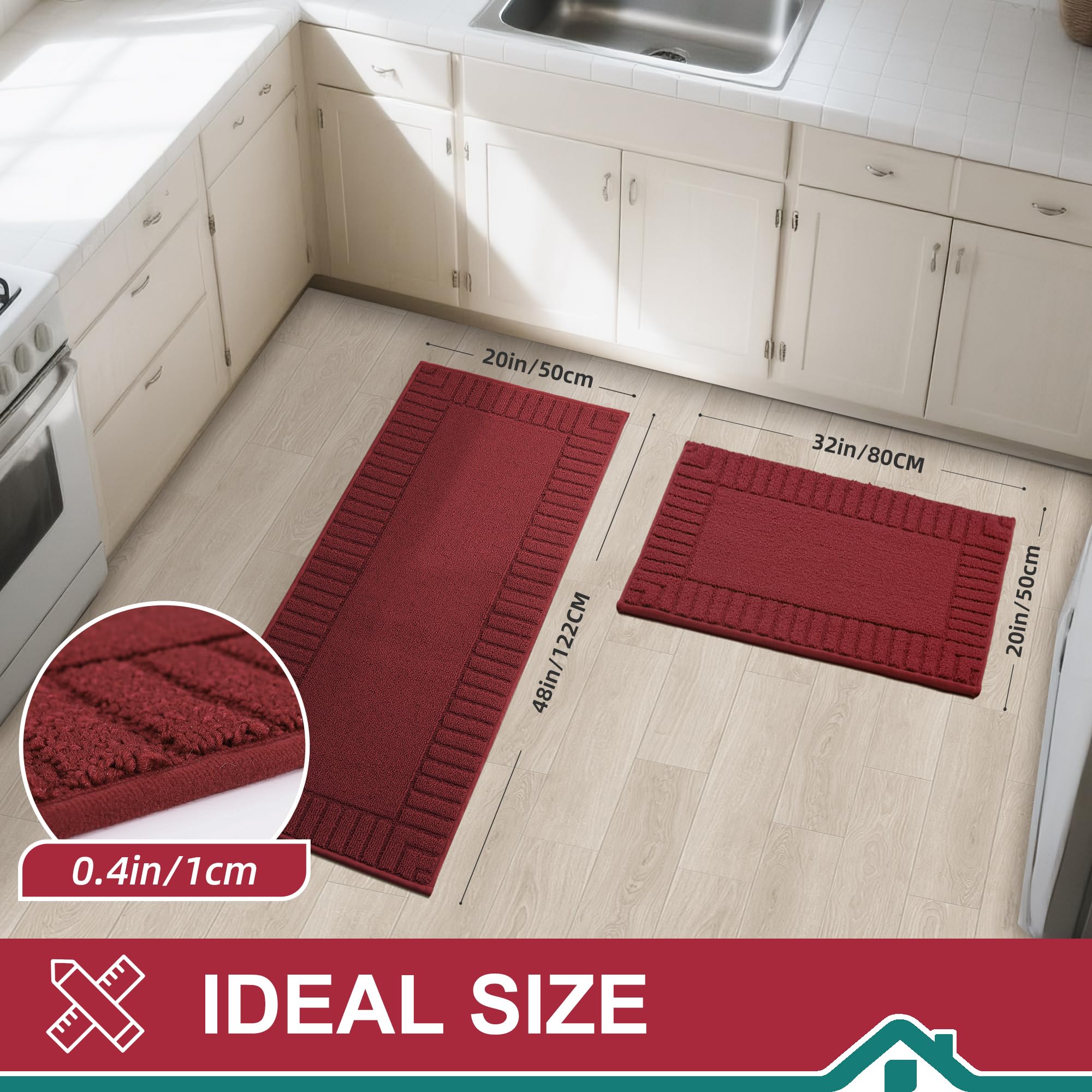 BEQHAUSE alfombra 20x48 antideslizante, ideal para áreas amplias en la cocina.