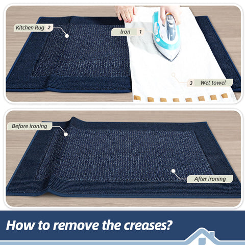 BEQHAUSE Alfombra de cocina con base antideslizante y protección TPR.