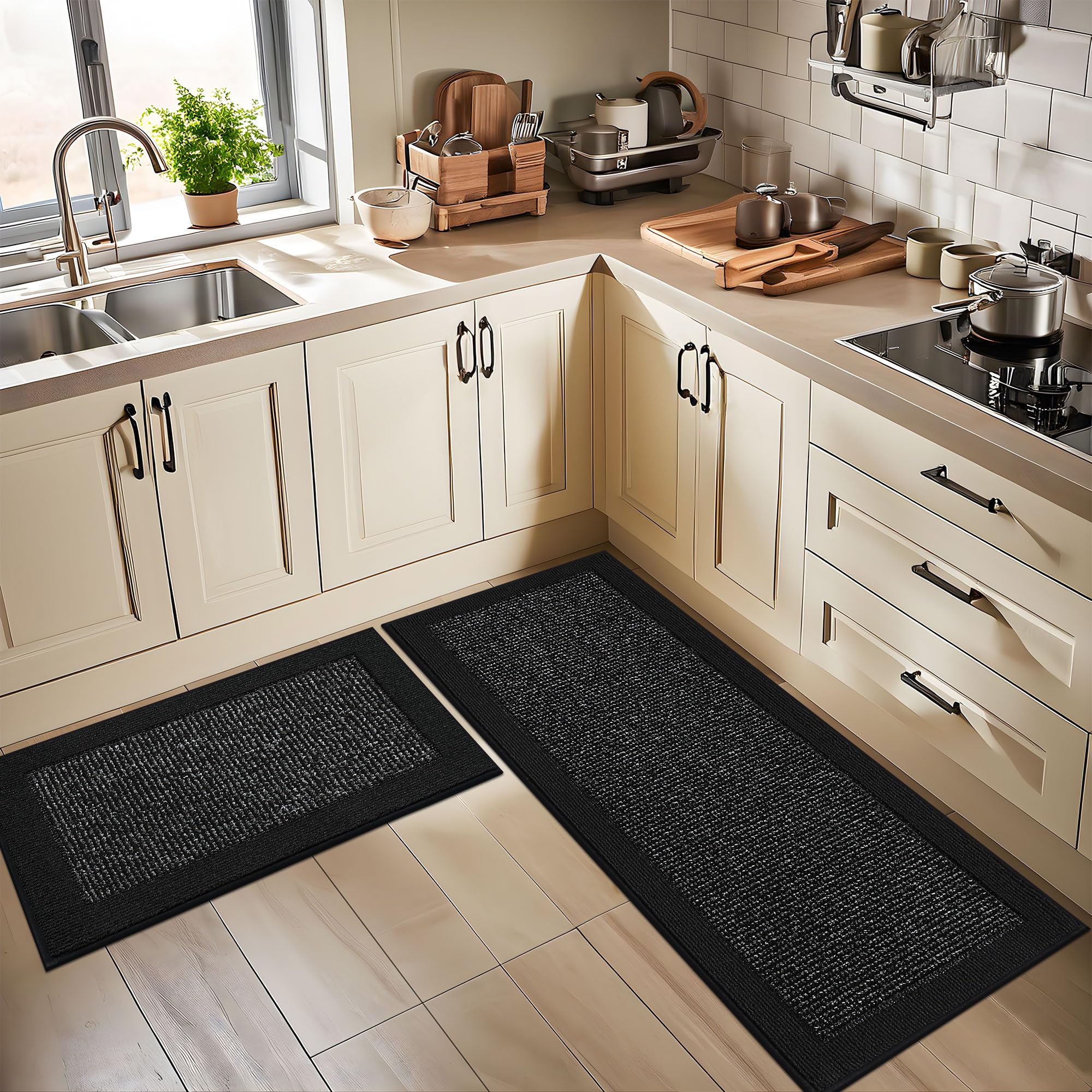 BEQHAUSE alfombra cocina grosor 0.4 pulgadas para mayor confort.