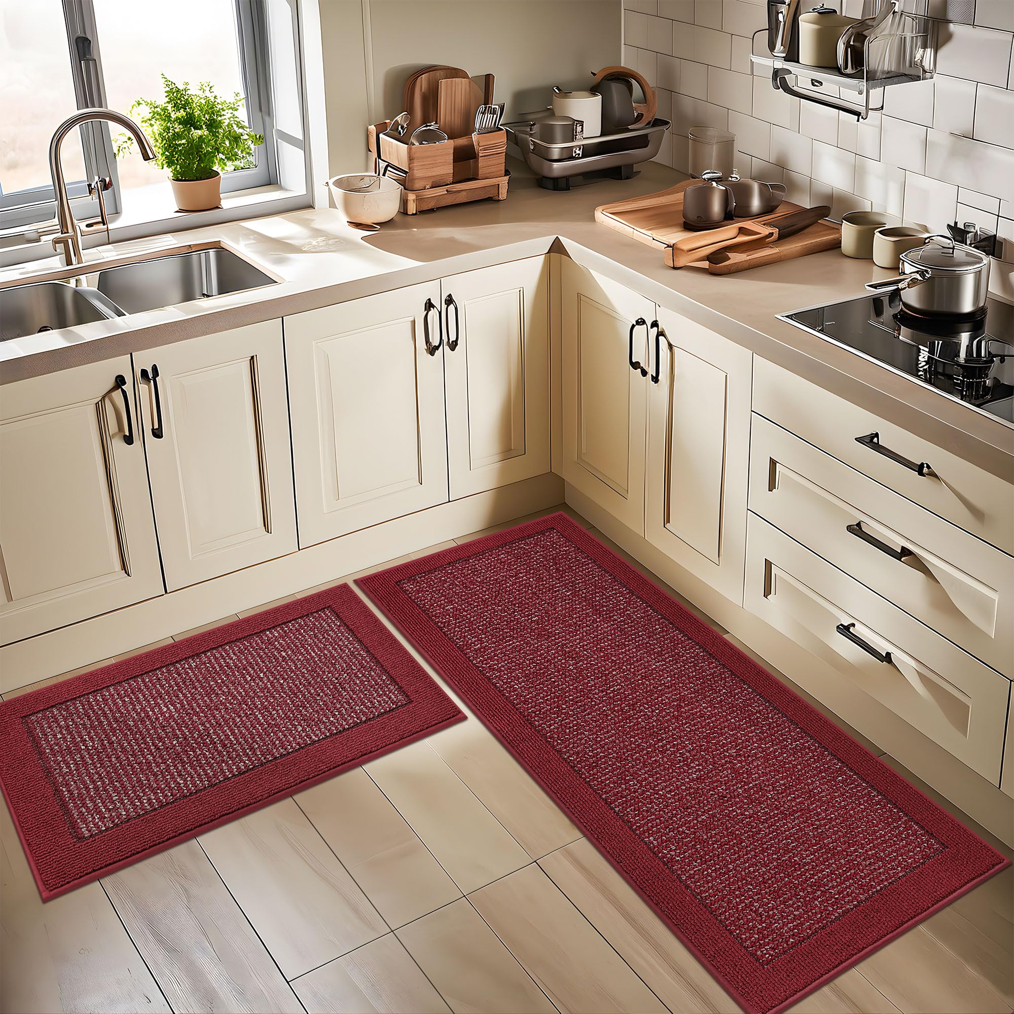 BEQHAUSE alfombras cocina color-rojo: aporta color y estilo a la cocina.