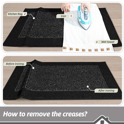 BEQHAUSE conjunto de 2 alfombras de cocina, ideal para fregadero y áreas de trabajo.