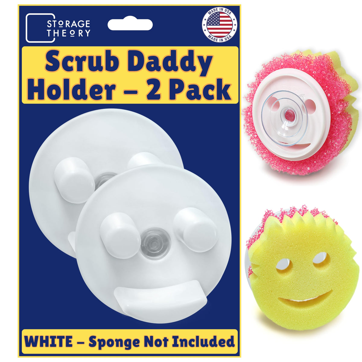 Portaesponjas BeraTek con cara feliz y ventosa para secar esponjas.