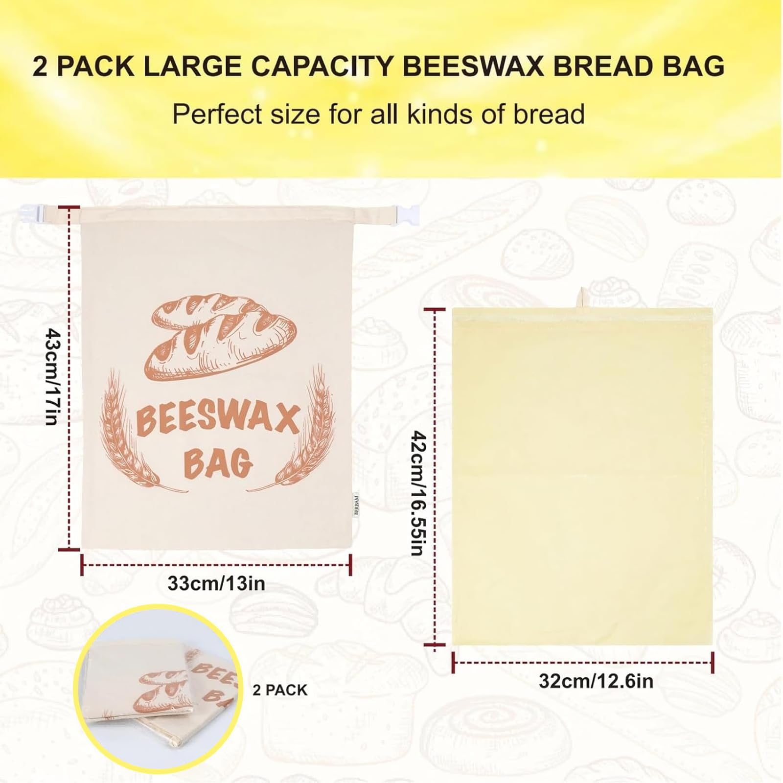 BERBAM bolsas pan 13x17 pulgadas con gran capacidad para pan casero.