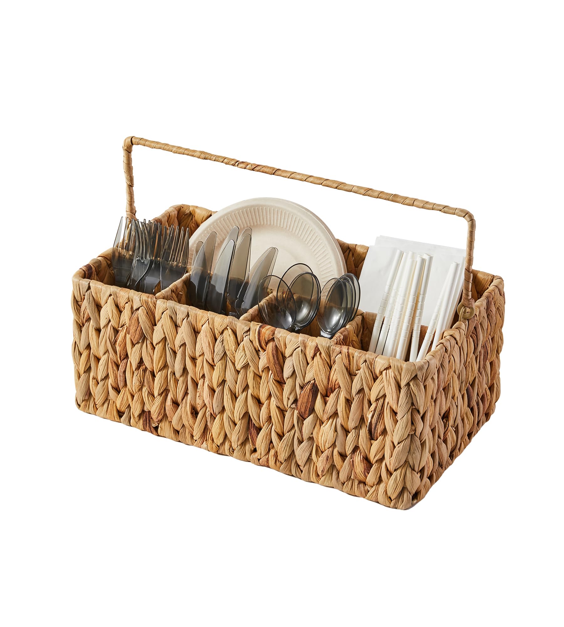 Berdeng caddy para utensilios en mesa: mantiene orden y acceso rápido.
