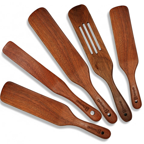 Berenti set spurtle 5 piezas acacia para cocina, conjunto completo para cocinar y mezclar