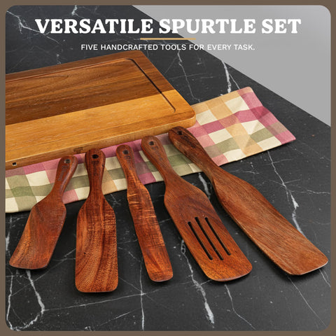 Berenti spurtle ranurado en acacia, perfecto para raspar y servir