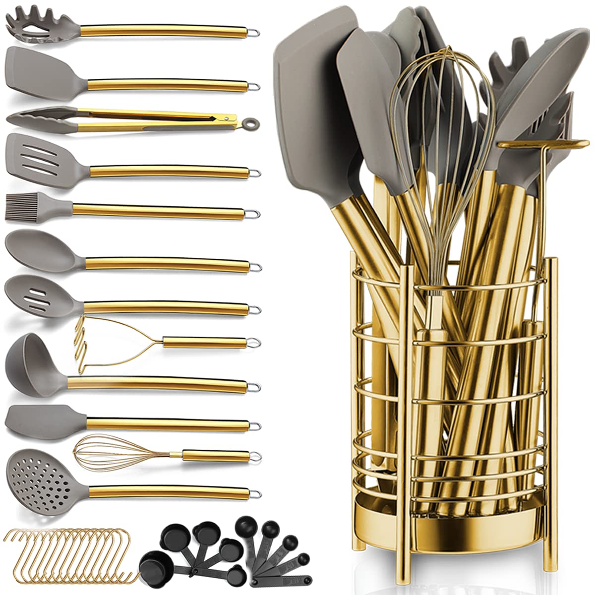 Berglander 38 piezas de utensilios de cocina dorados, juego completo para cualquier receta.